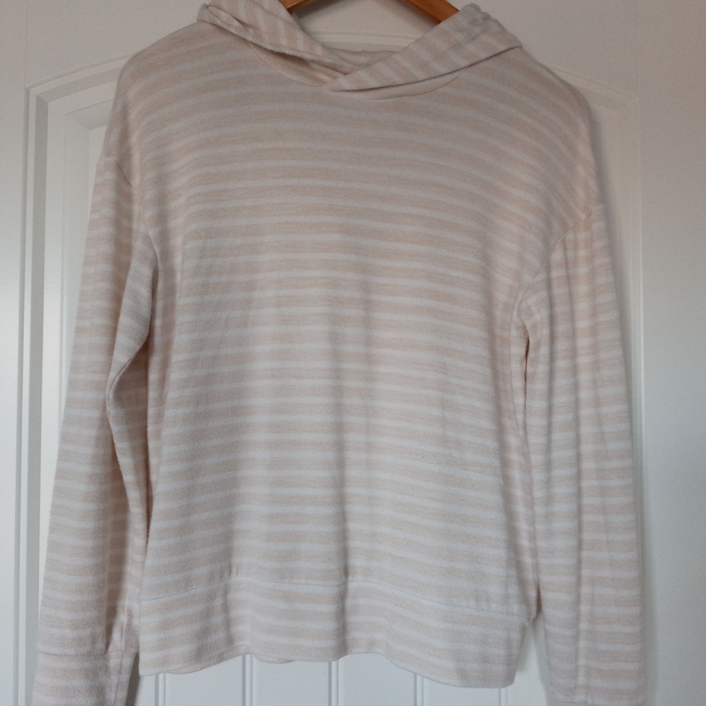 A New Day Cream and White Striped Thin Sweatshirt